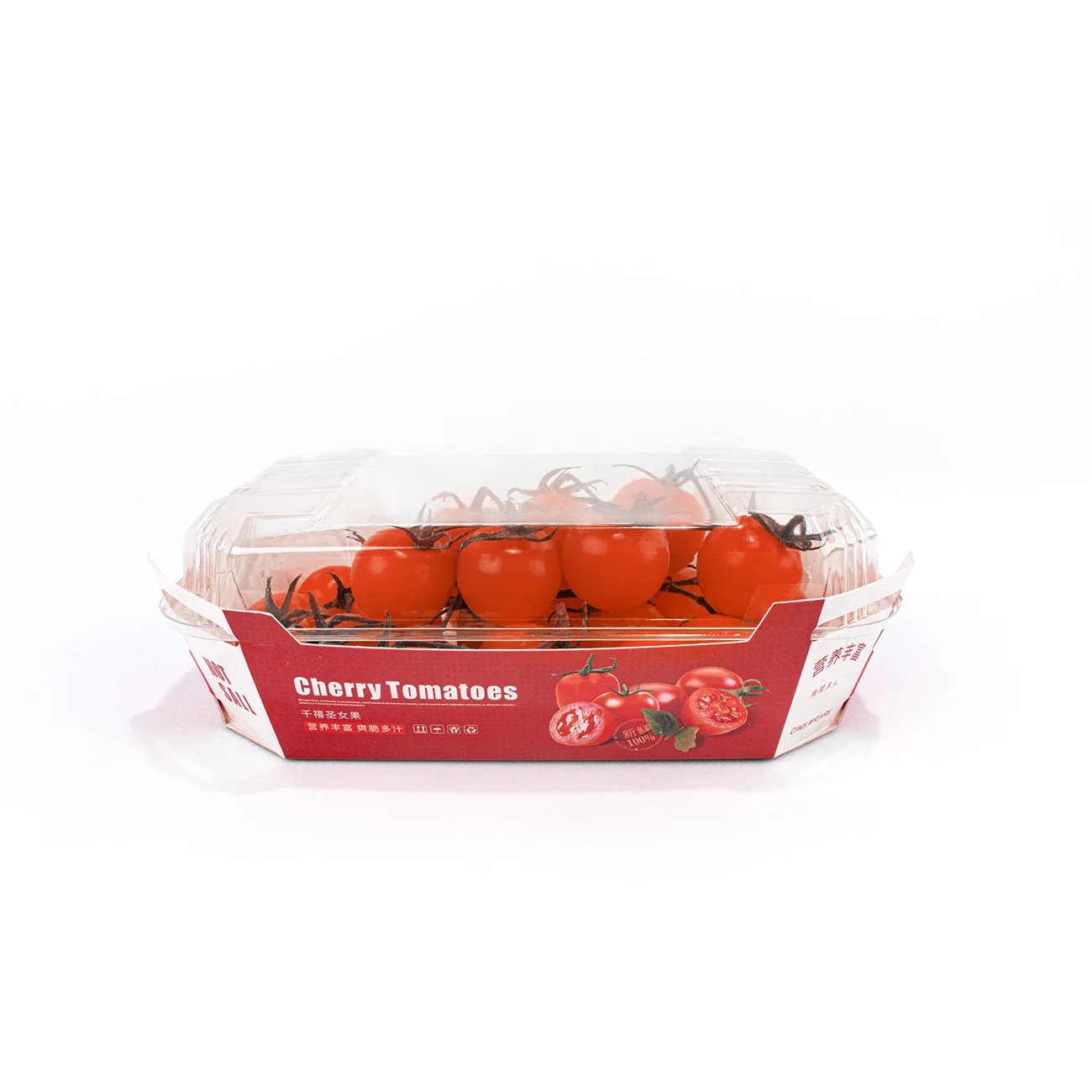 Wholesale Custom Printed Cardboard Fruit Berry Packaging Paper Baskets Tray With Plastic Lid