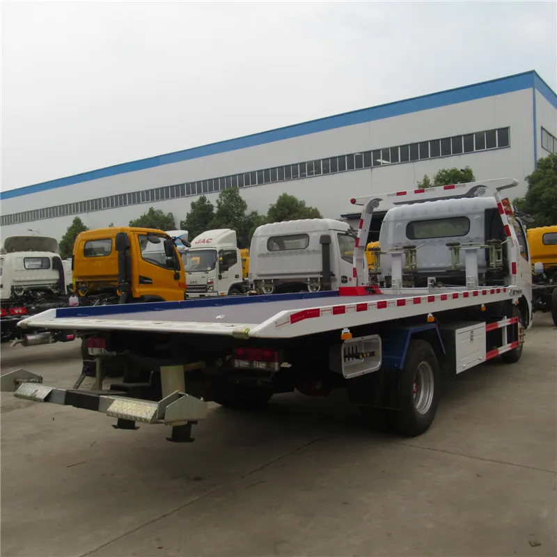 DFAC tow wrecker two cars lift slide bed flat break down towing cars car rotating tray truck 4 ton