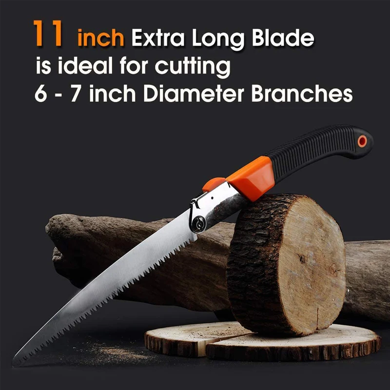 Professional Ultra Smooth Sharp Sawing Long Blade Wood Camping Trimming Hand Saw High Quality SK-5 Steel Folding Pruning Saw