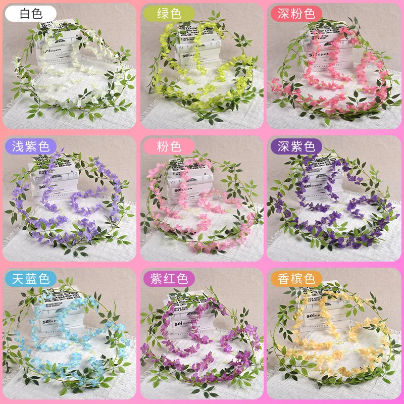 1.9m 5 sprig Romantic Rural Style Artificial Flowers Vine Plastic Flowers Living Room Wall Wedding Decoration