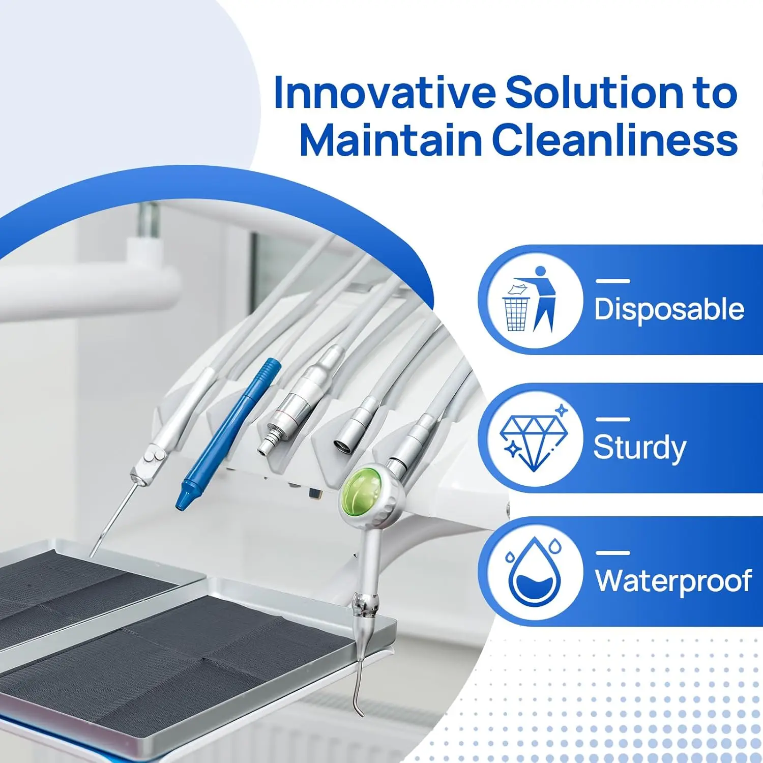 Pack of 125 Disposable 2-ply paper 1-ply film coloured dental bibs 33*45cm Multi-purpose tattoo bibs for oral hygiene