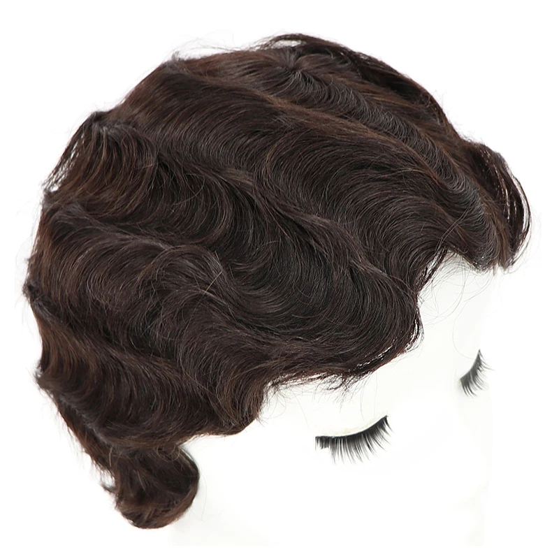 
Pixie Cut Machine Made Wig Curly Human Hair Wigs Finger Wave Wigs 