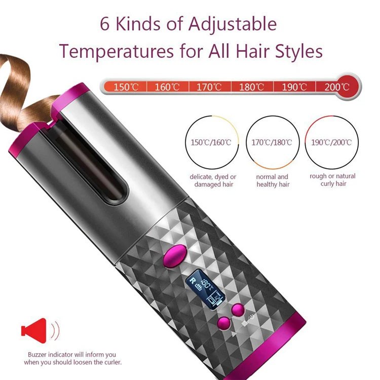  Professional Wireless Automatic Hair Curler Rotating Curling Irons Portable Auto Magic
