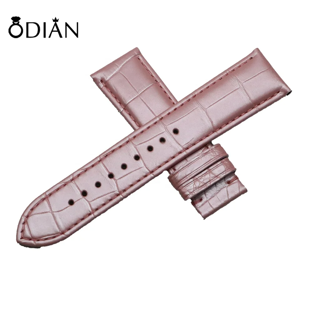 Odian Jewelry Genuine  Red Alligator America  Crocodile leather  watch band strap with stainless steel buckle