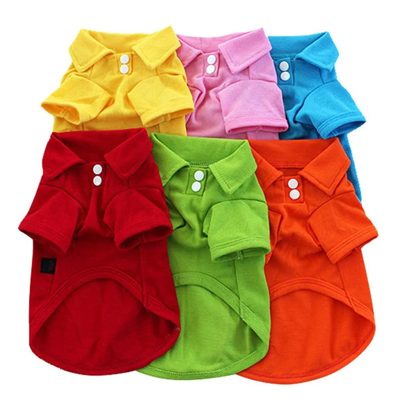 100%  Cotton Classic Plain Candy Colors Solid Pure Color Dog Polo Shirt Pet Summer T Shirts Clothes