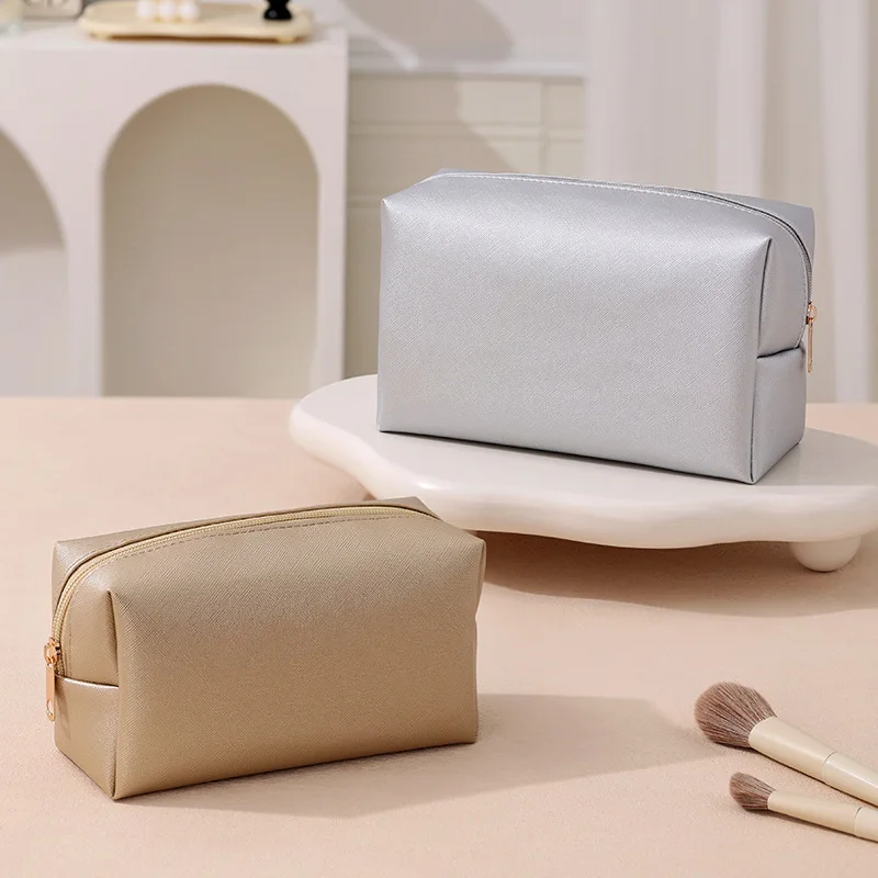 Wholesale High Quality Luxury PU Cosmetic Bag Portable Makeup Pouch with Zipper Waterproof Travel Toiletry Bag