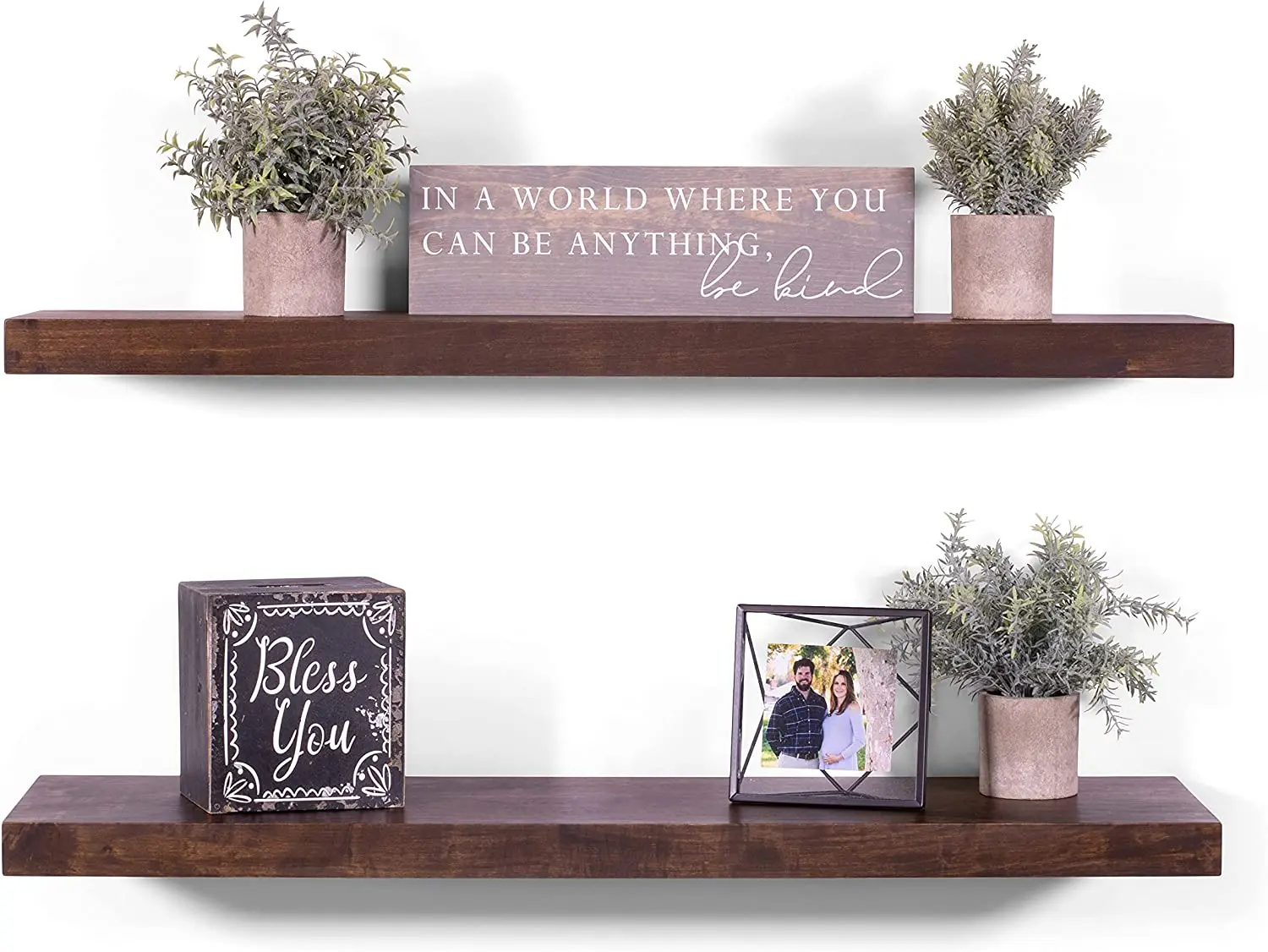 Floating Shelves Organizer Wall Hanging Storage Rack Holder Customized Logo Brown Flower Wooden Trophy Wooden Shield Wall Bamboo