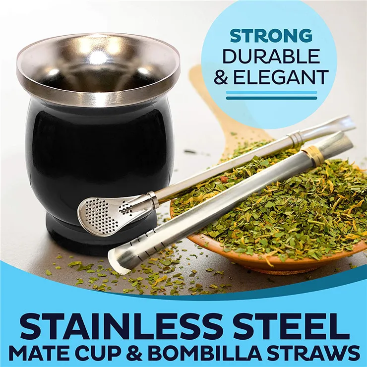 Портативная матовая чашка Yerba Tea Mate с двойными стенками из нержавеющей стали 230 мл в наличии