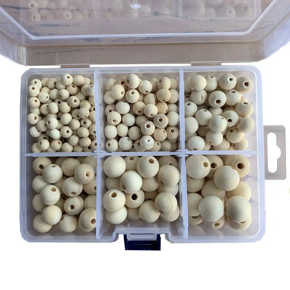 hot sale Natural Unfinished Wood Spacer Beads Round Ball Wooden Loose Beads for Crafts DIY Jewelry Making