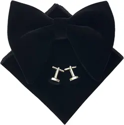 Мужской Бархатный комплект большого размера с галстуком-бабочкой и носовым платком