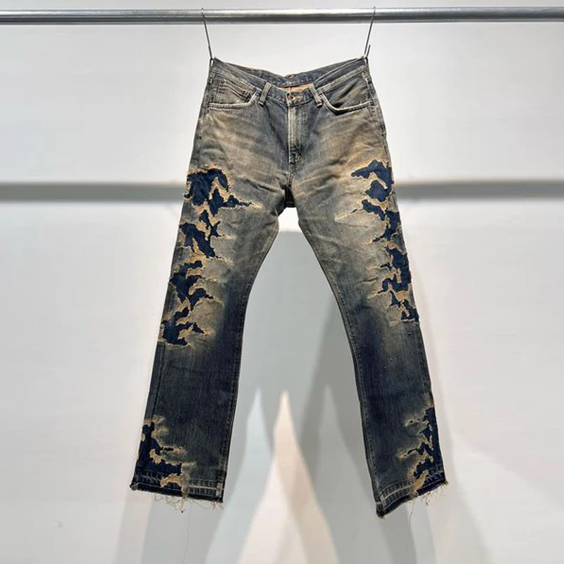 DiZNEW грязные джинсы поврежденная Краска Брызги для мужчин