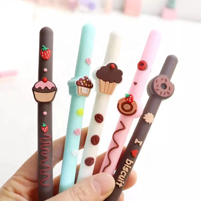2022 милые кавайные гелевые ручки с печеньем, Мультяшные Пластиковые Гелевые Ручки для письма, офисные и школьные принадлежности, корейские канцелярские принадлежности