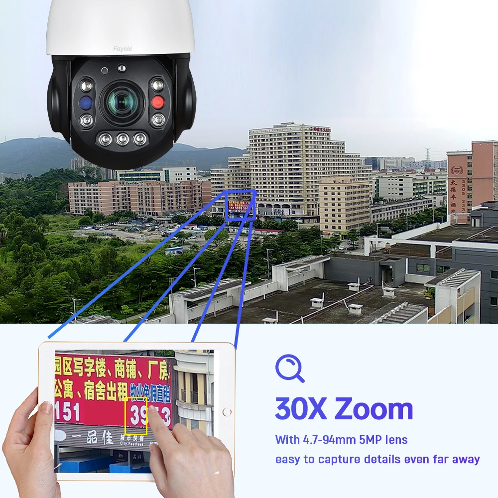 Wireless 4K 8MP 4G SIM Card PTZ Camera Auto Tracking 30X Zoom 2 Way Audi Siren Alarm CAMHI 5MP CCTV Home Security Wifi IP Camera