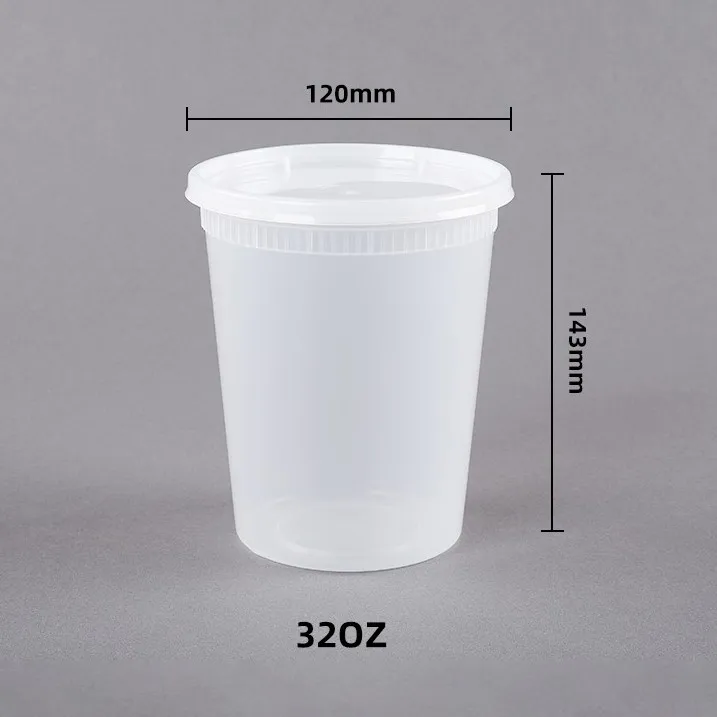 Microwave safe pp soup cup 12oz 16oz/24oz/32oz plastic deli plastic food container 8 oz