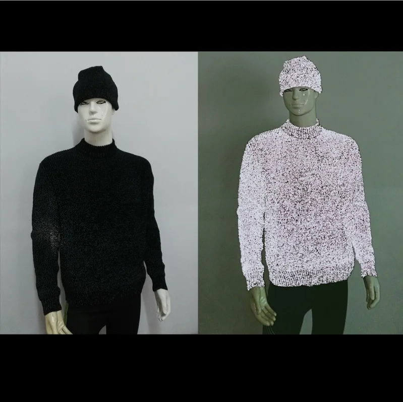 2024 latest fashion winter high visibility light reflective hi vis thread yarn knitted warm sweater