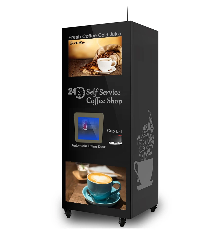 SP998B Automatic Espresso Coffee Machine Commercial Ice Juice Vending QR Code Bill Coin Dispenser