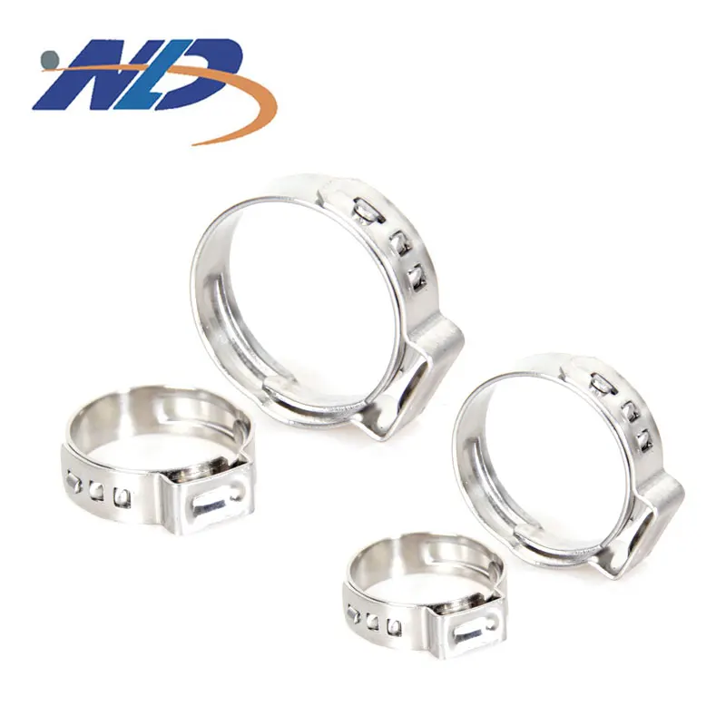 Customized 304 Stainless Steel Stepless Cinch Ring Crimp Pinch Single Ear Hose Clamp