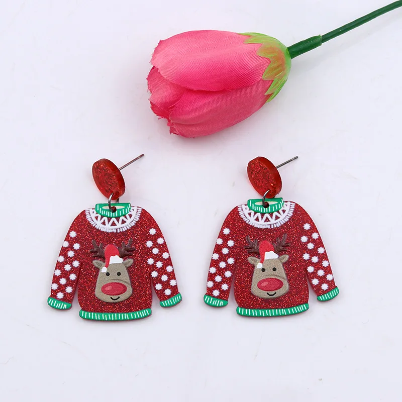 KL OEM Pendiente De NavidadPopular 2023 Christmas AcrylicTree Earrings Jewelry For Gift