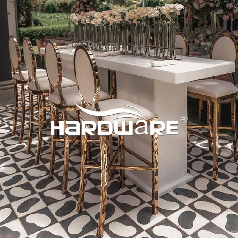 Gold Stainless Steel Cocktail Nightclub Modern High Bar Stool Chair