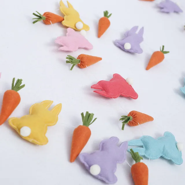 
New Products Easter Felt Rabbit Garland,Felt Bunny and Carrot Garland 
