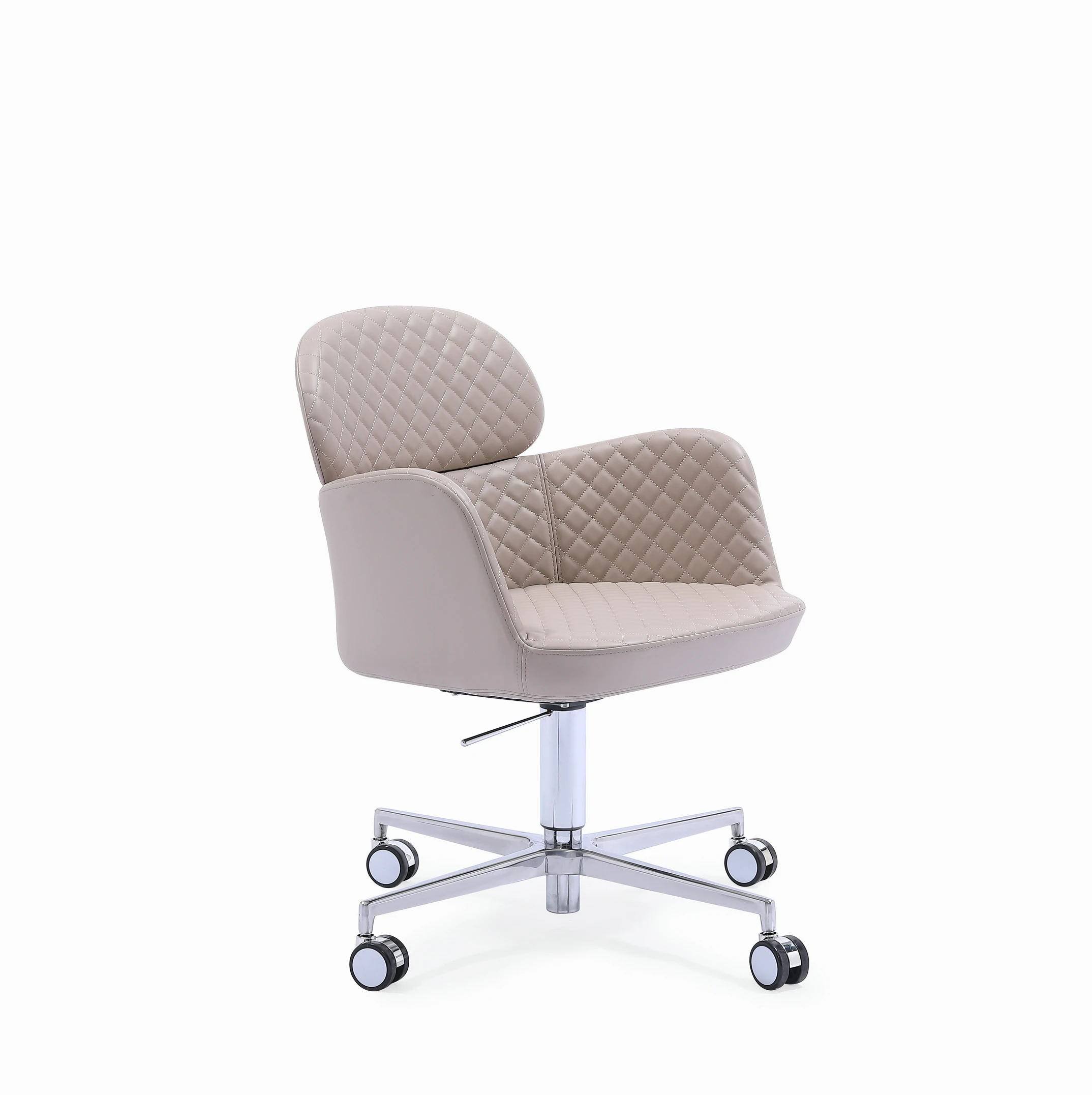 European Style PVC Leather Metal Legs Dining Chair Cafe Office Lounge Chair With Wheels