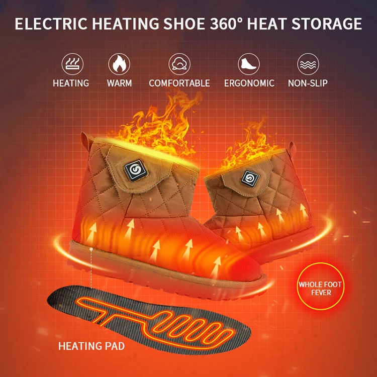 Snow Boots Waterproof Winter Lady Warm Graphene  Rechargeable 3 Level Heated Shoes