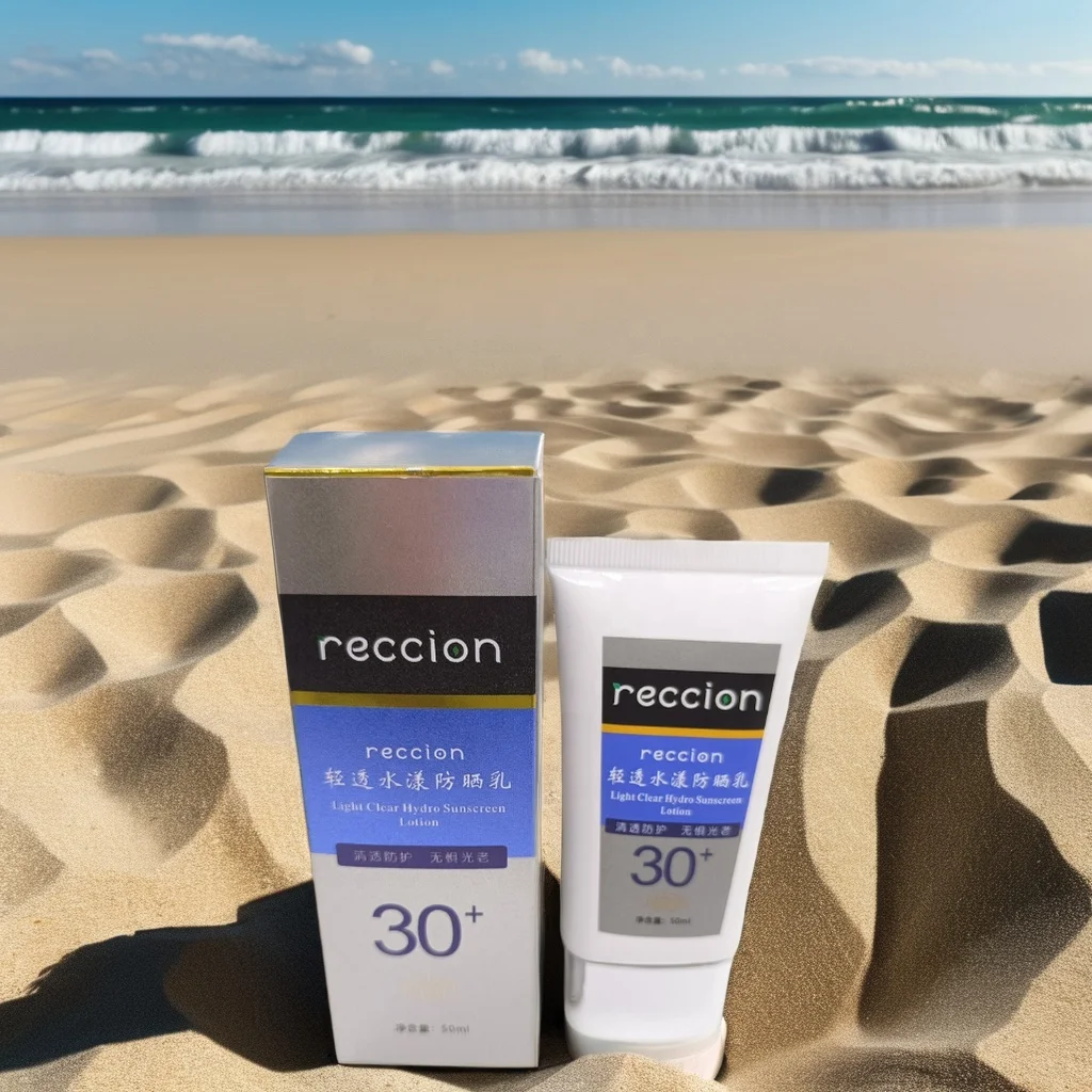 reccion SPF30 Korean Tinted Organic Sunscreen Lotion Hydrating Vegan Sunblock Cream Vitamin E Zinc Oxide Green Tea UV Protection