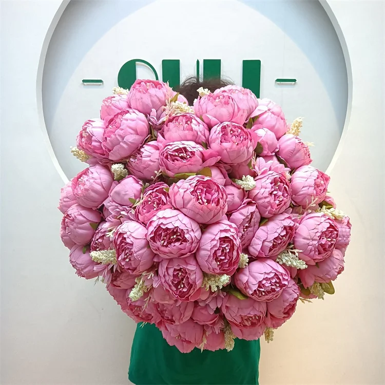 Wholesale G-2135 Artificial 13 Heads Silk Peony Flowers Bouquet For Home Wedding Decoration