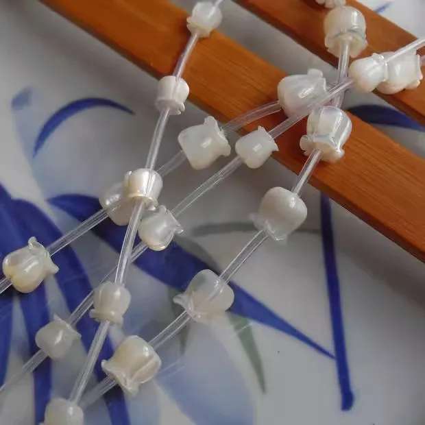 How sale natural shell crown flower beads 6mm 8mm hand carved mother of pearl bell flower for DIY Jewelry