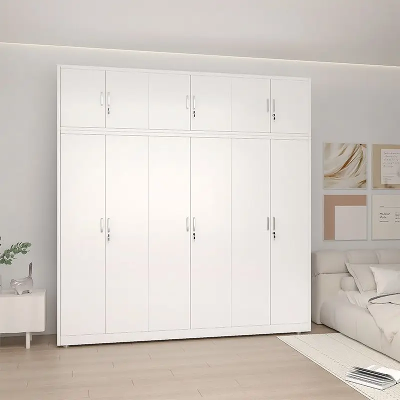 Minimalist 3 Door Steel Wardrobe & Top Cabinet Metal Almirah Clothing Cupboard Clothing Organiser Apartment Living Room Closet