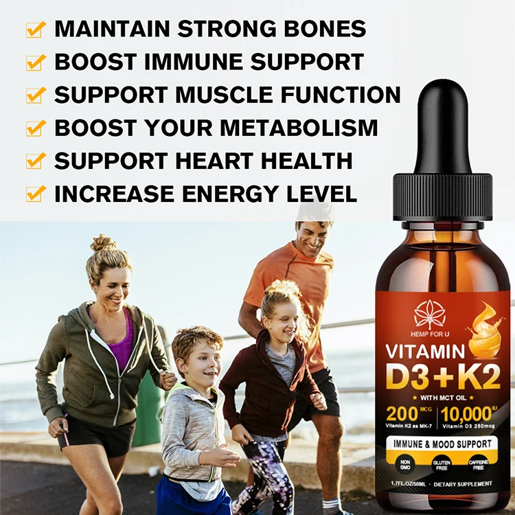 Vitamin D3K2 Drops Promote Bone Development Calcium Supplement Prevent Fractures Protect The Heart Vitamin D3 Health Oil GMP HFU