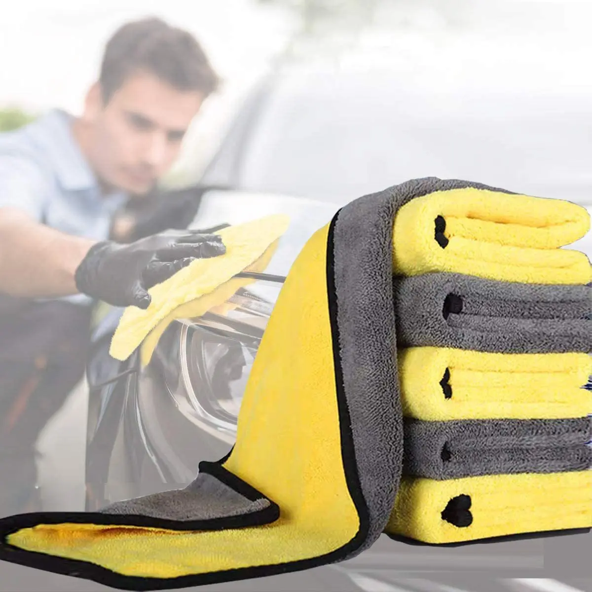 coral fleece 100% polyester 500gsm microfiber car washing towel cleaning towel