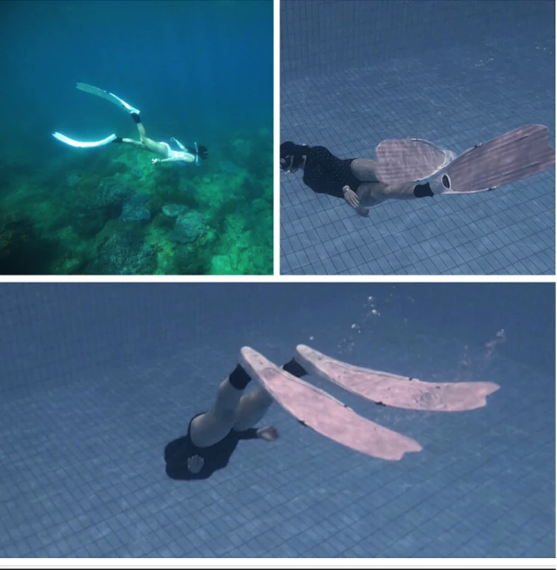 CE certification Professional free diving thermoplastic long fins for adult deep diving fishing  rubber swim fins