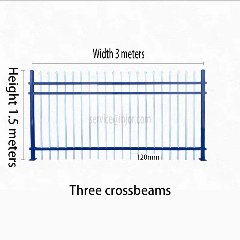 INJOR Easily Assembled High Quality Black Residential And Commercial Ornamental Wrought Iron Metal Garden Fencing