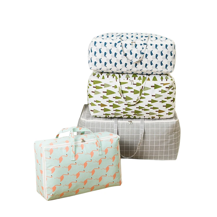 Travel collapsible waterproof clothes quilts packing bag cotton and linen fabric moving bag storage Bags
