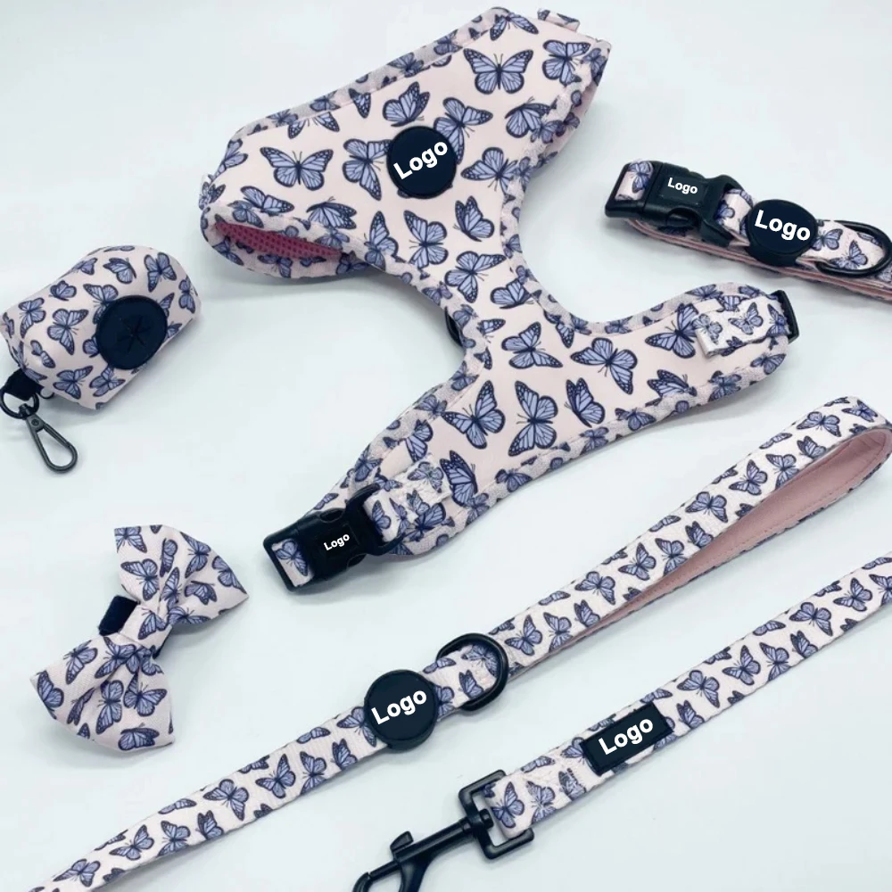 Оптовая продажа, индивидуальный высококачественный Мягкий регулируемый поводок для домашних питомцев, поводок для собак, Набор держателей для ошейников и сумок