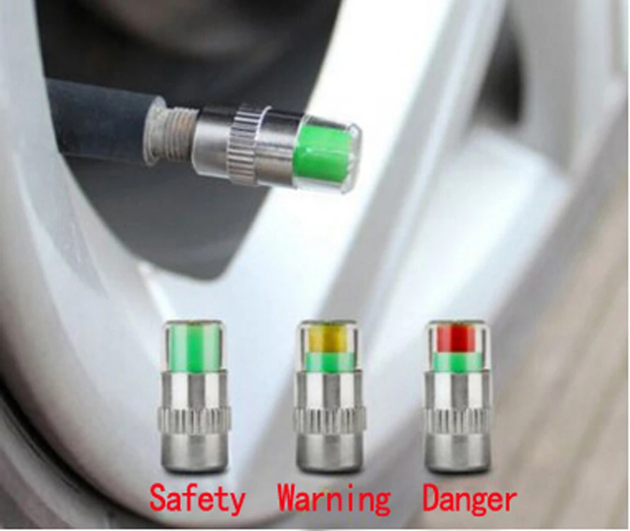 2.4bar Car Tire Air Alert Pressure Cap Valve Gauge Monitoring Warming Alarm Tire Cap Indicator