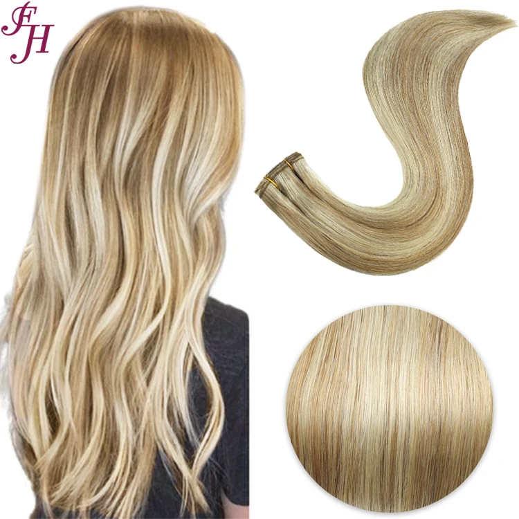FH Double Drawn  Russian Human Hair #m4-613 Color Cuticle Aligned Machine Weft Hair Extension