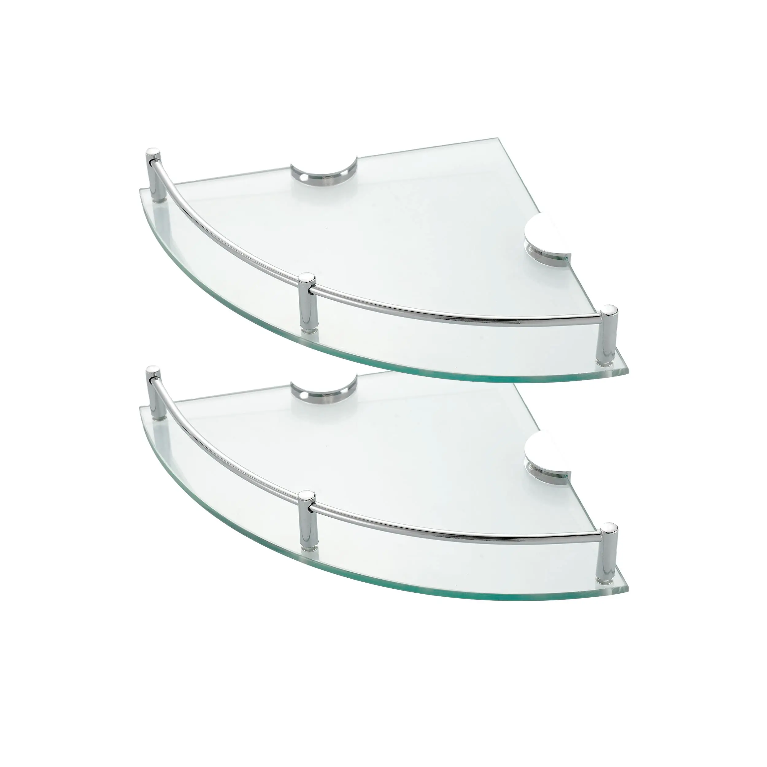 Corner Shelf Cross-Border Stainless Steel Glass Shelf Single Layer Double Layer Corner Shelf Toilet Toilet Bathroom Glass Tripod