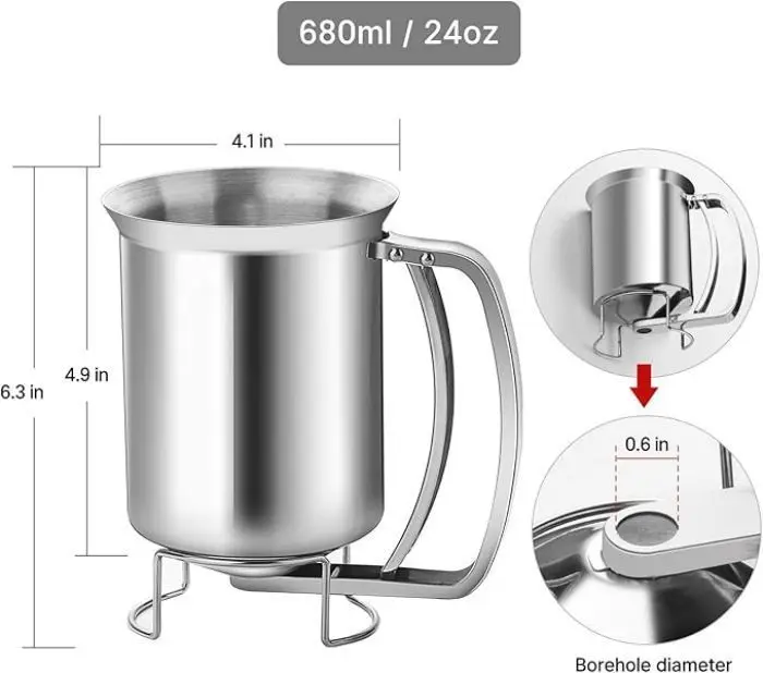 6.5 Cup type large capacity food grade stainless Steel cream batter separator with squeeze handle Switch control