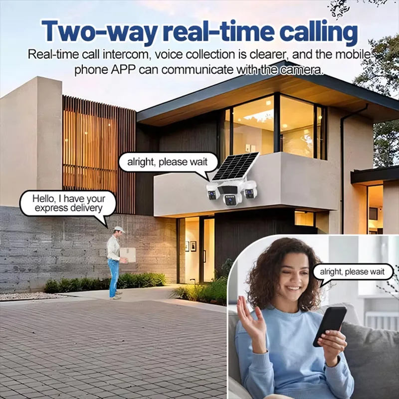 12mp 3lens Solar 4g/Wifi Sim Card Camera AI Human Tracking Two-Way Audio Home Wireless Security Surveillance Solar Cctv Camera