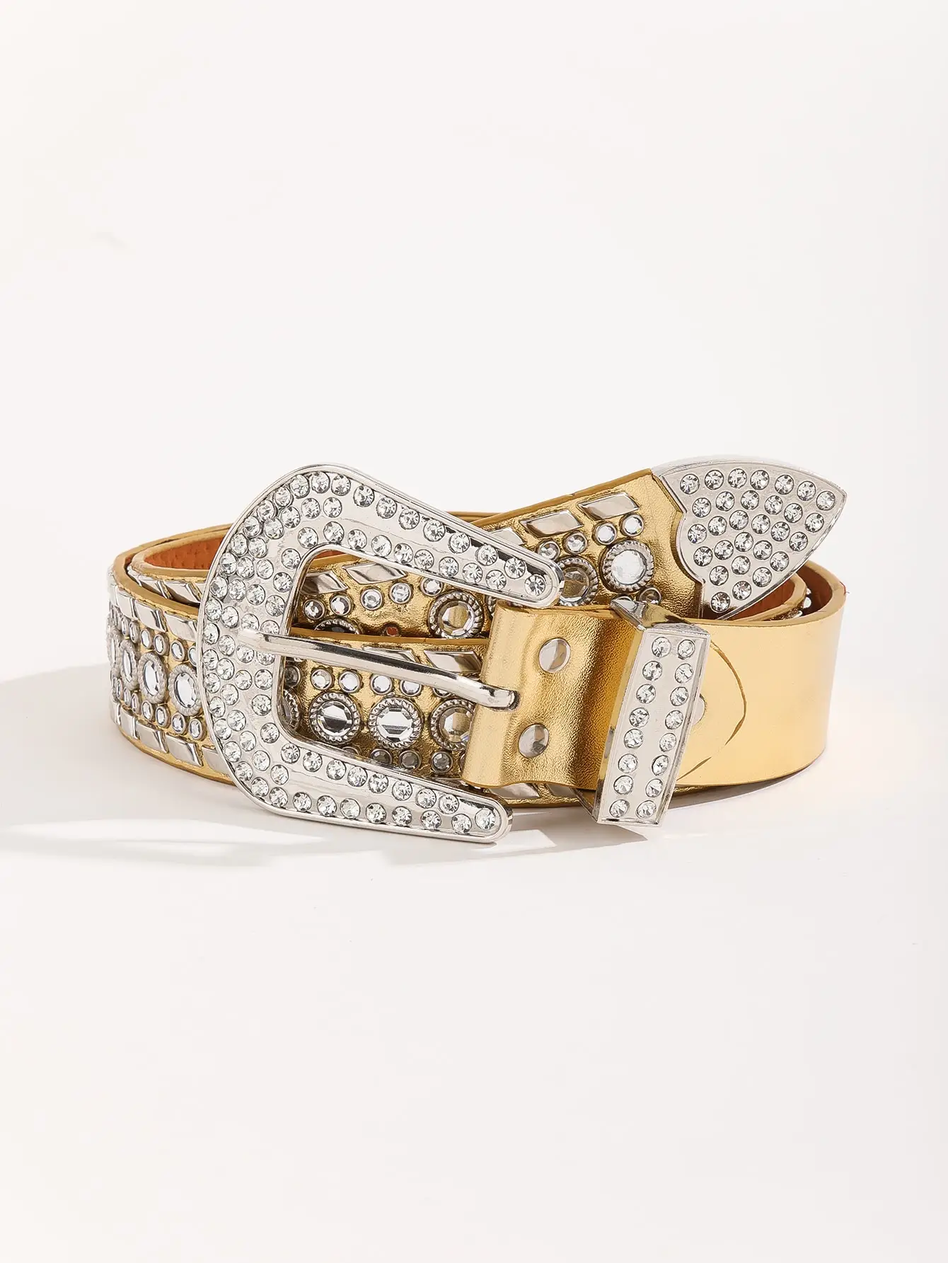 Stock Colorful Western Cowboy Western Style Diamond BB Belt Fast Delivery In Stock Shiny Removable Rhinestone Belt
