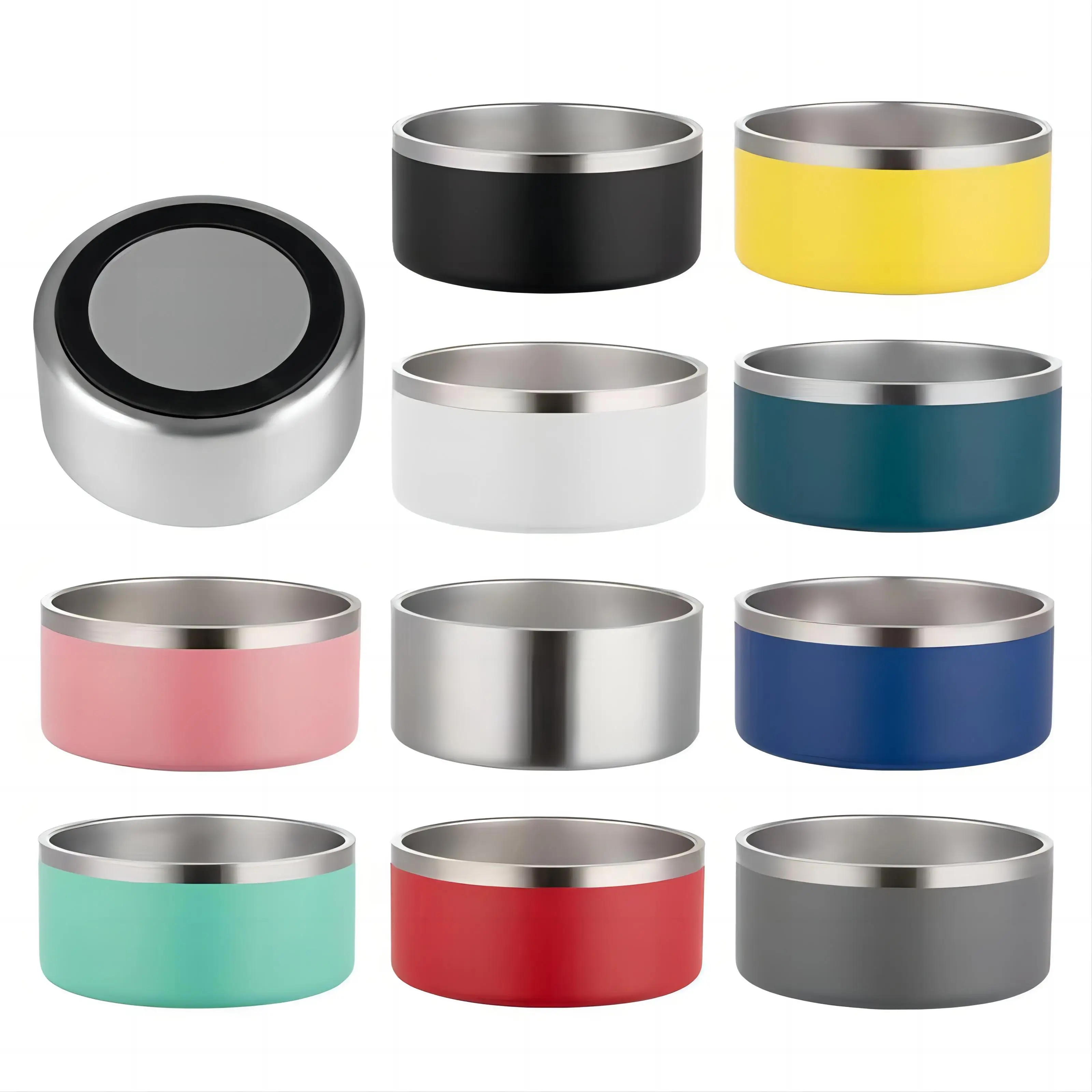 Wholesale Round Cat Basin Double Vacuum Custom Dog Food Stainless Steel Dog Bowl