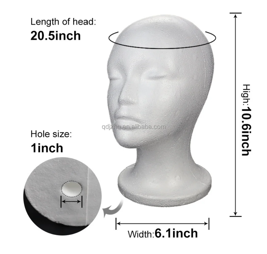 Wholesale styrofoam heads Foam wig head tall female  mannequin wig stand and holder for wig display