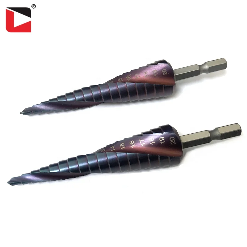 Nano-blue coating hss cobalt m35 spiral flute step drill bit