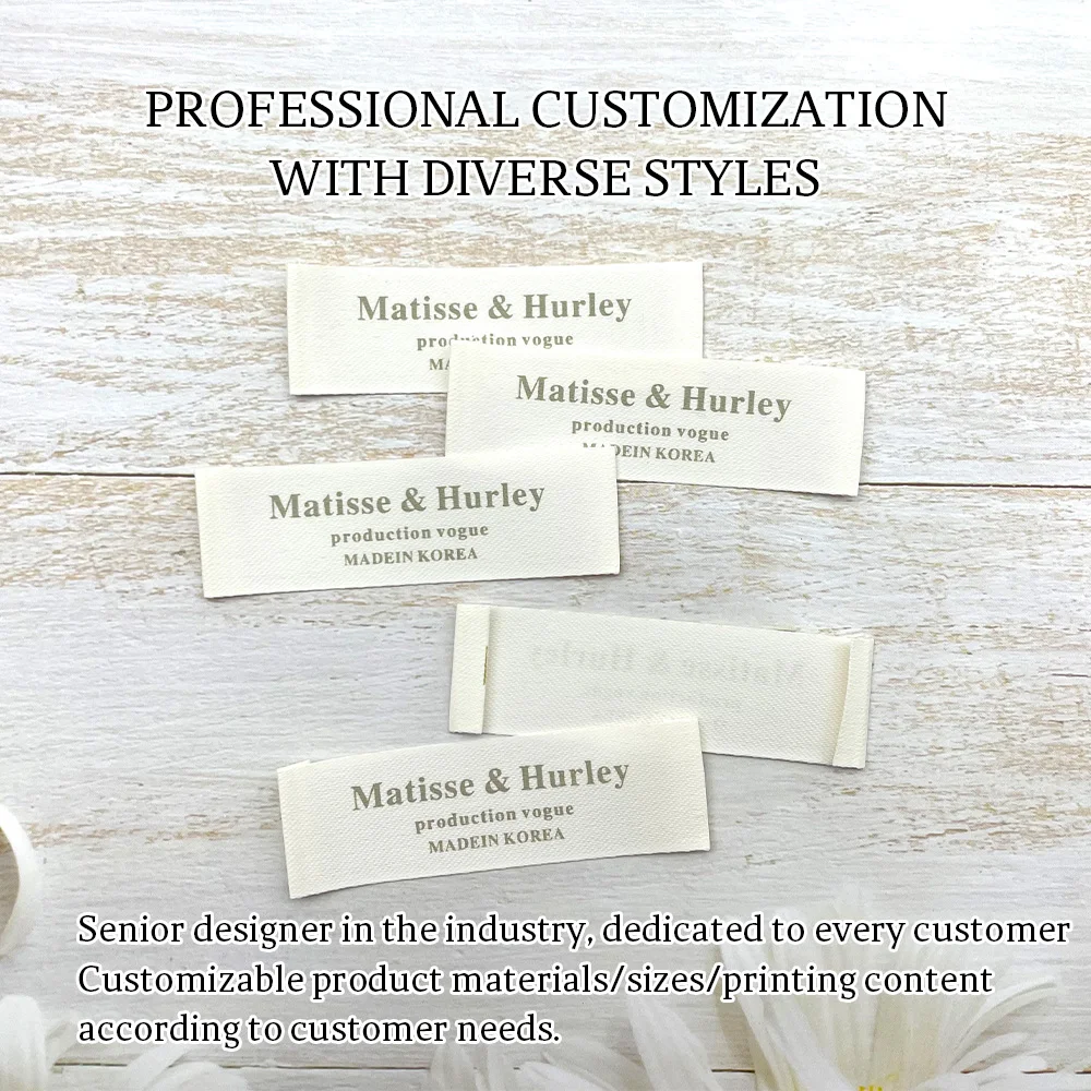 Factory Wholesale White Color No Logo Central Fold Woven Size Standard Labels Tags for Garment