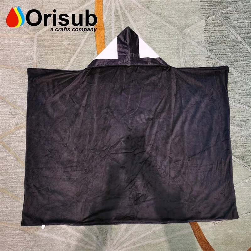 Largest 60x80 inch soft velvet sublimation hoodie blanket custom 20 panel adult hooded blanket