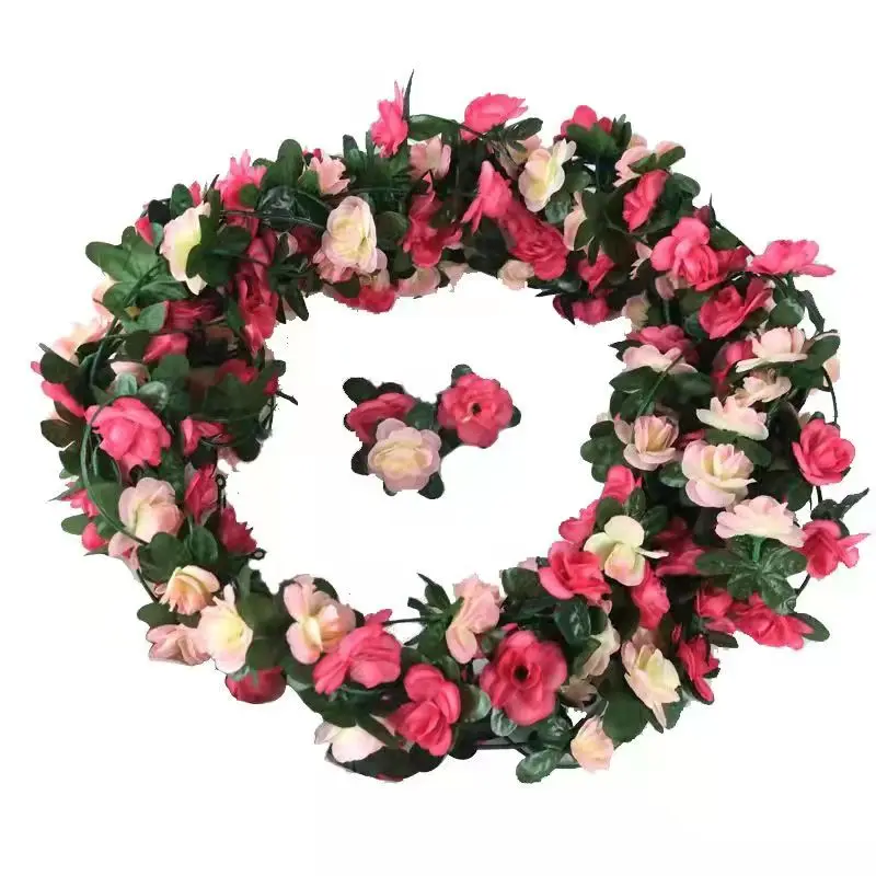 Lusiaflower Hot Sale Artificial Silk Rose Vine  Hanging Flowers Garland for Wedding Decor