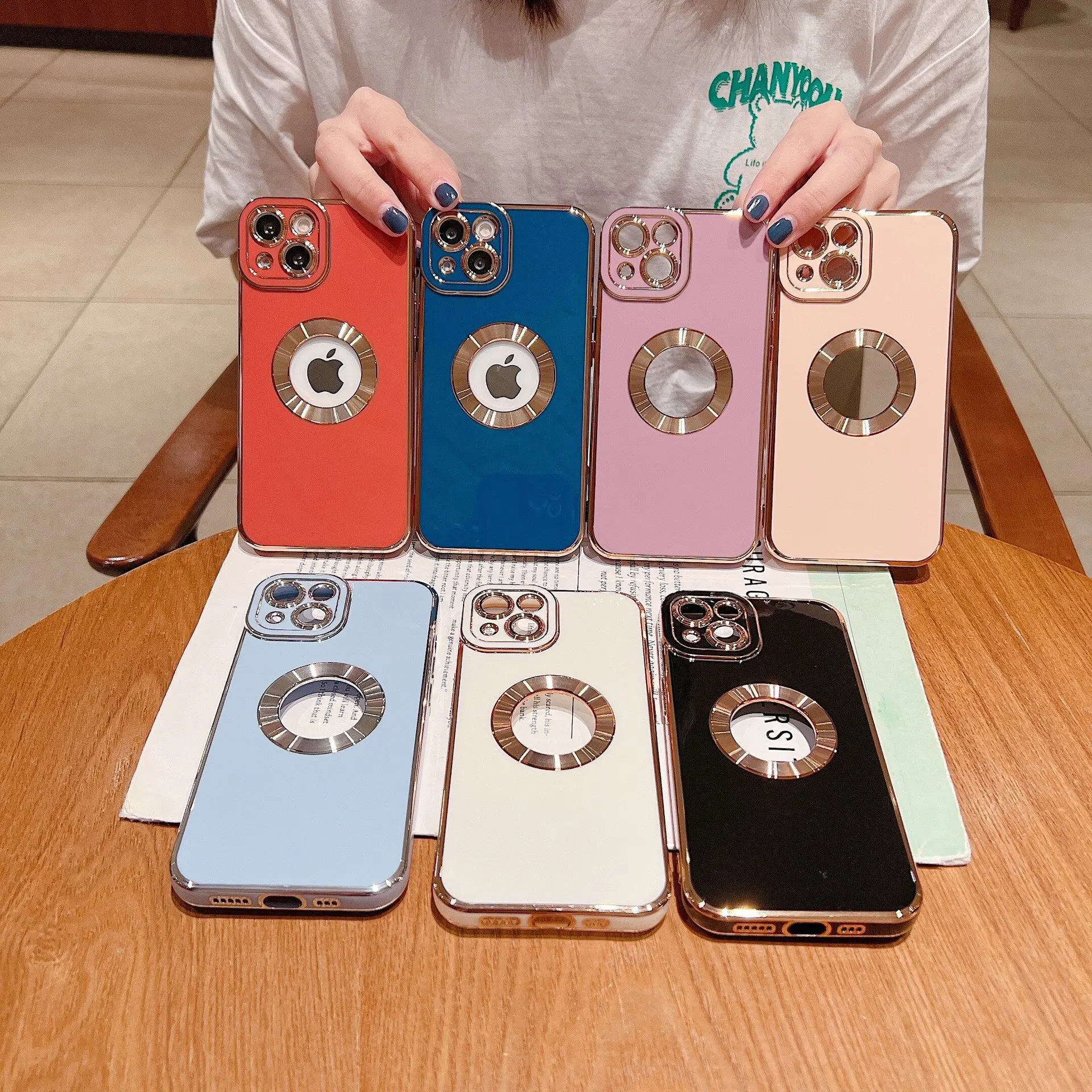 Simple for iPhone14 13 12 PROMAX Electroplated TPU phone case CD print missing label Apple All-inclusive Lens Case