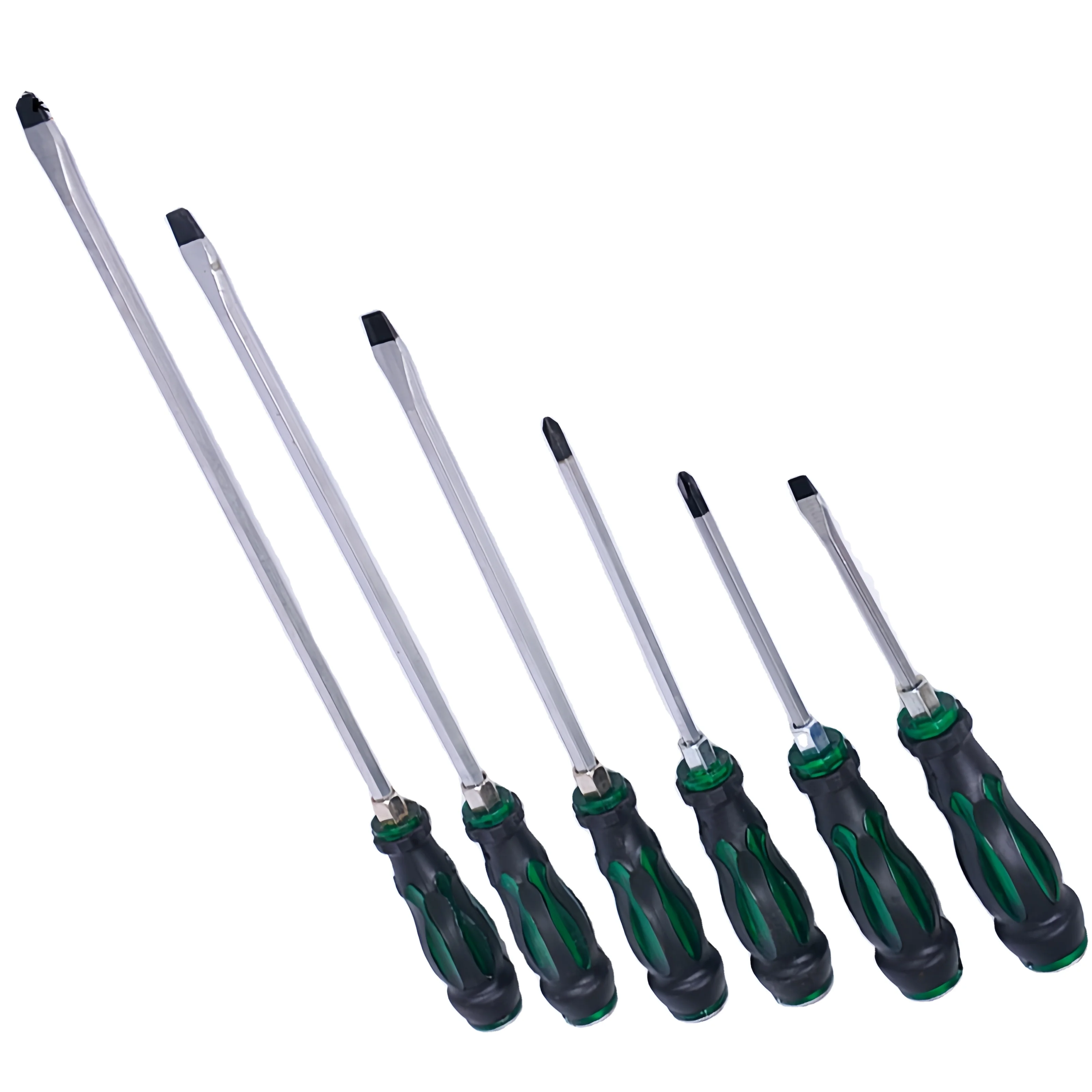 Hot Sale Green Octopus Handle Flat Blade Magnetic Screwdriver Auto Repair Tools Magnetic Crv Phillips Cross Screwdriver